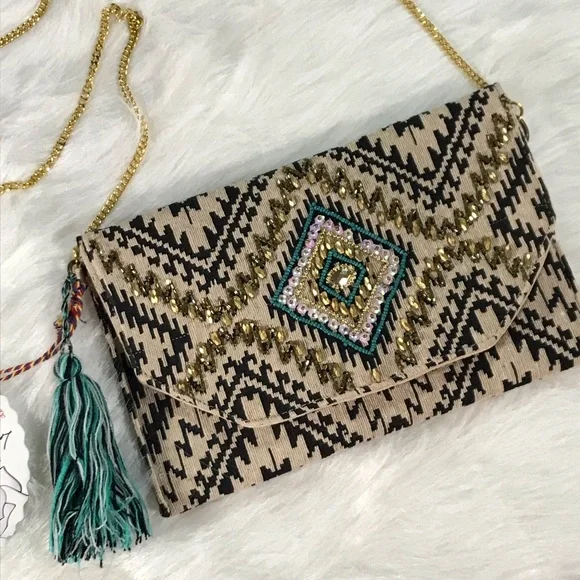☀️Beaded clutch with crossbody chain - Picture 1 of 12